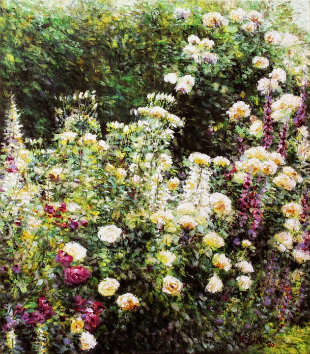 Painting titled "Dream garden 3" by Danko Merin, Original Artwork, Oil