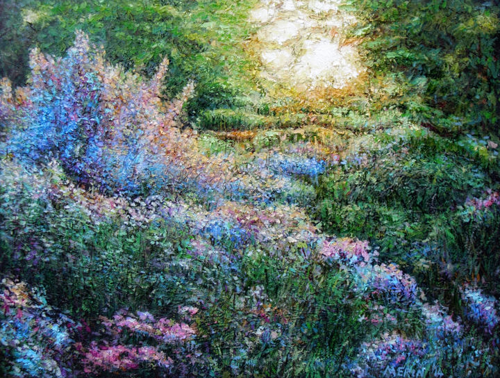 Painting titled "Garden 18" by Danko Merin, Original Artwork, Oil
