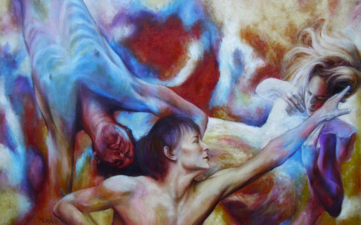 Pintura intitulada "The Mysterious flam…" por Danko Merin, Obras de arte originais, Óleo