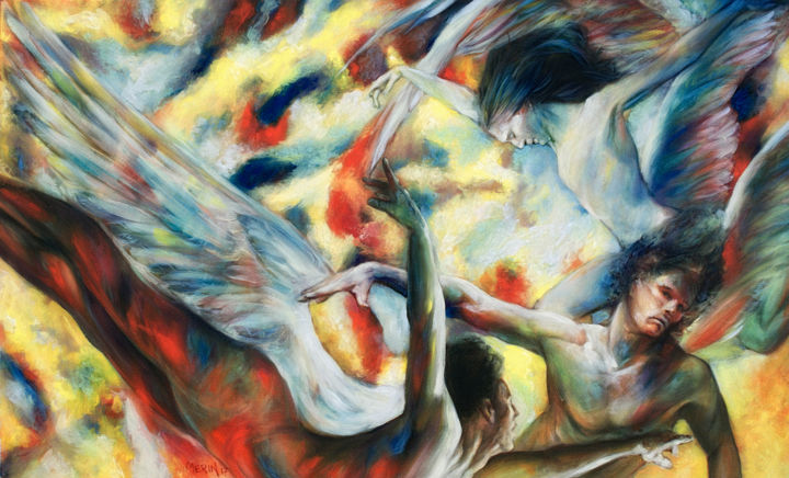 Painting titled "The Mysterious flam…" by Danko Merin, Original Art, Oil