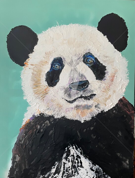 Pittura intitolato "Panda" da Daniel Lanoux, Opera d'arte originale, Acrilico Montato su Telaio per barella in legno