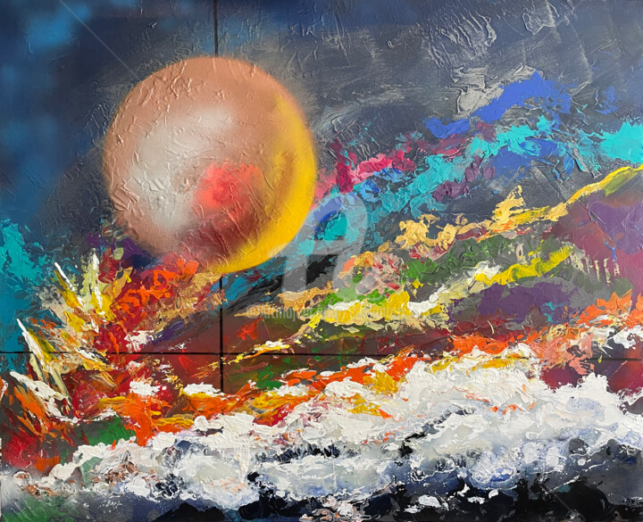 Peinture intitulée "Vagues" par Daniel Lanoux, Œuvre d'art originale, Acrylique