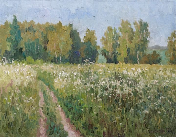 Ζωγραφική με τίτλο "Summer" από Olga Goryunova, Αυθεντικά έργα τέχνης, Λάδι