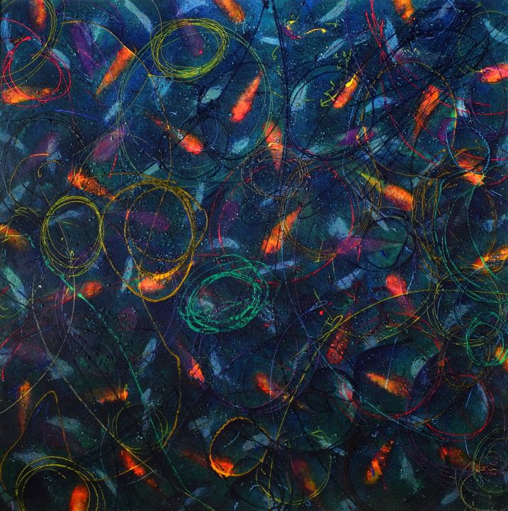 Картина под названием "Night Fishing in Ug…" - Danny Israel, Подлинное произведение искусства, Акрил