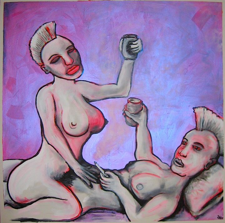 Painting titled "punk-sex-by-mushroo…" by Mushroombrain, Original Artwork