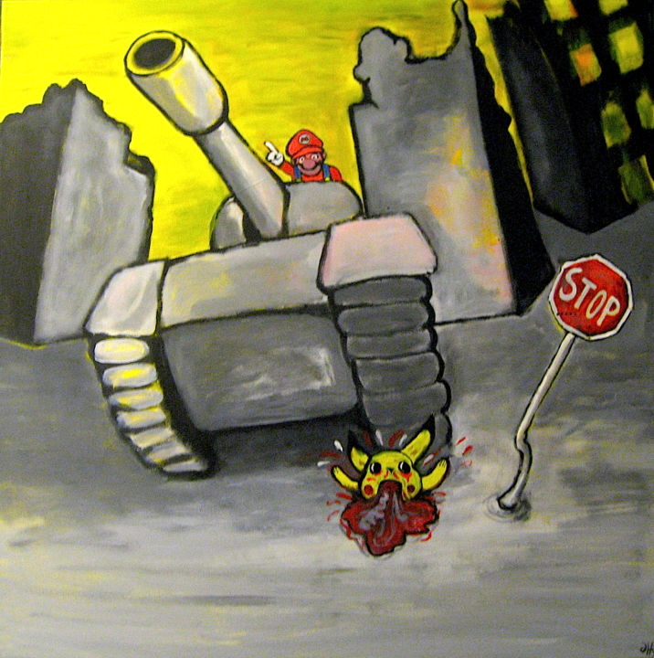 Painting titled "real-wars-real-dead…" by Mushroombrain, Original Artwork