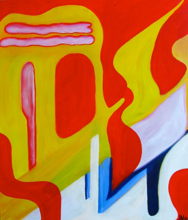 Schilderij getiteld "straight-shapes-and…" door Mushroombrain, Origineel Kunstwerk