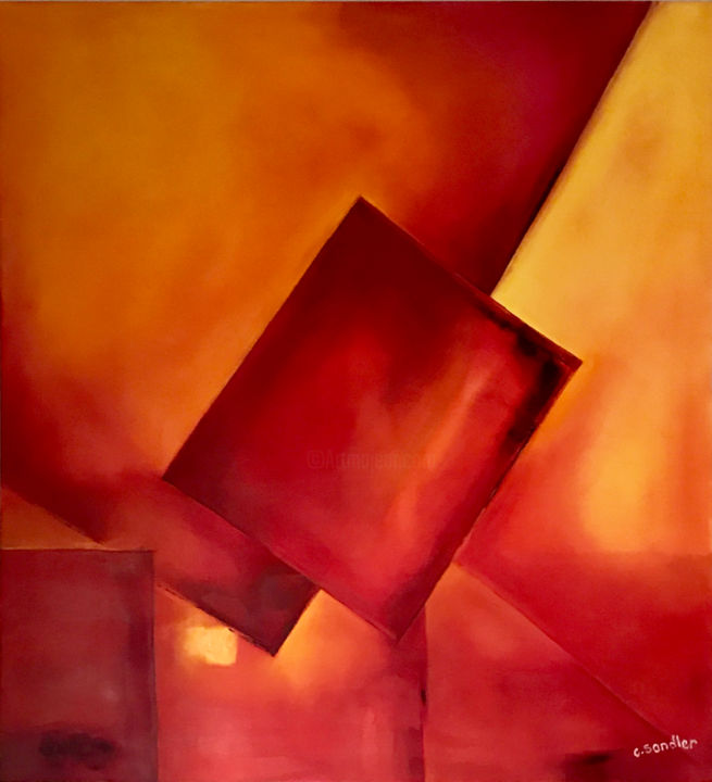 Painting titled "Dream in Red" by Christiane Sandler, Original Artwork, Oil