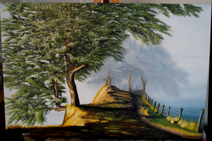 Peinture intitulée "Au bord du précipice" par Drobineau, Œuvre d'art originale, Huile