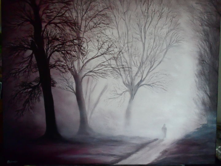 Peinture intitulée "Dans le brouillard" par Drobineau, Œuvre d'art originale