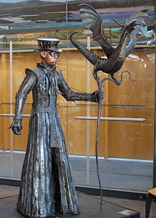 Skulptur mit dem Titel "Monsieur Victor, Do…" von Daniel Savard - Sculpteur Sur Métal, Original-Kunstwerk, Metalle