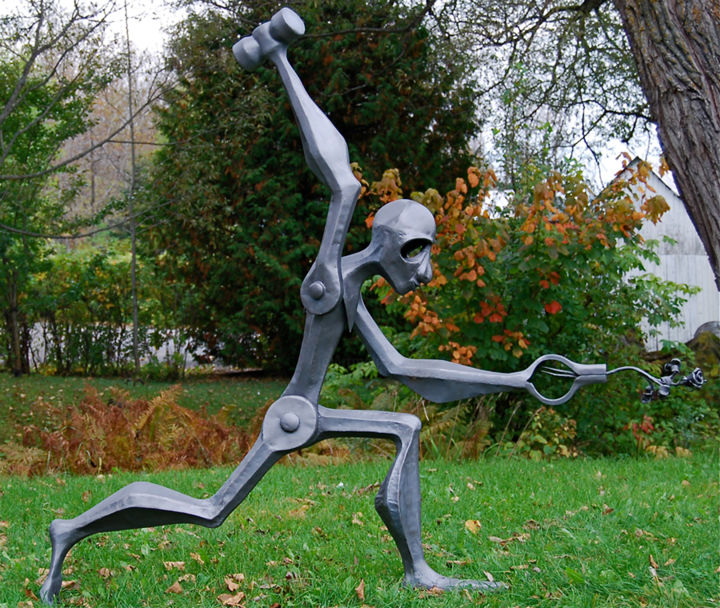 Sculpture titled "L'Erreur est Humaine" by Daniel Savard - Sculpteur Sur Métal, Original Artwork, Metals