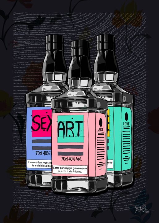 Arte digital titulada "MAY CONTAIN A̶L̶C̶O̶H̶O̶L̶…" por 𝘿𝘼𝙉𝘛𝘏𝘌𝘽𝙀𝘼𝙍, Obra de arte original, Pintura Digital