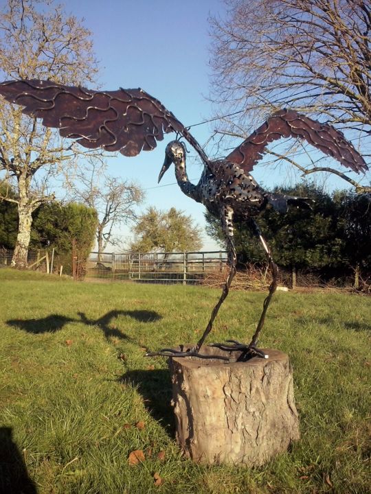 Sculpture intitulée "Héron" par Didier Dantras, Œuvre d'art originale