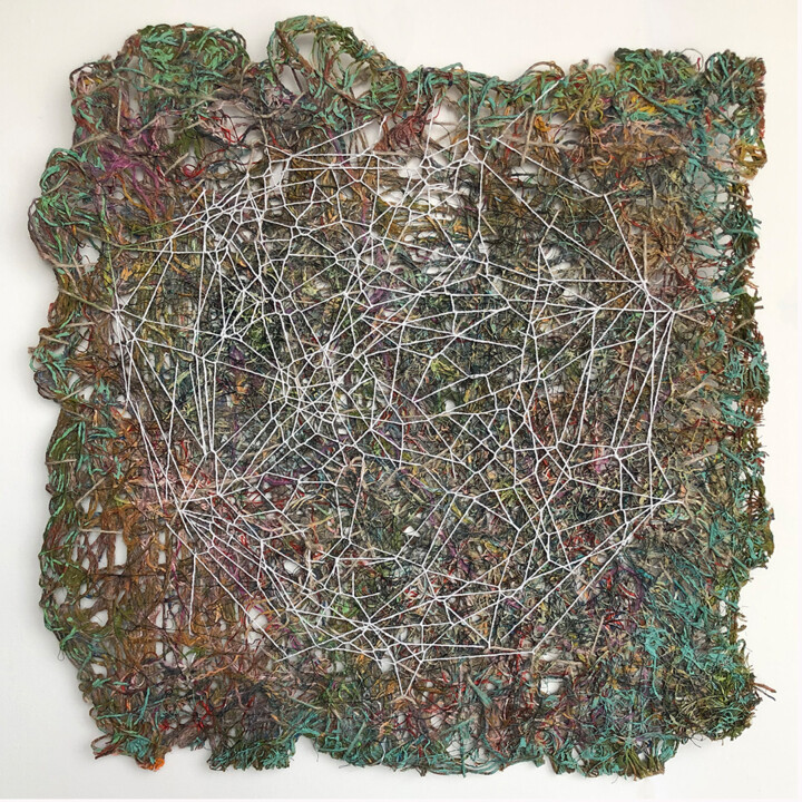 Sztuka tkaniny zatytułowany „Sieci Ziemi 3” autorstwa Danuta Elzbieta Czyzyk, Oryginalna praca, Niejednolita całość Zamontow…