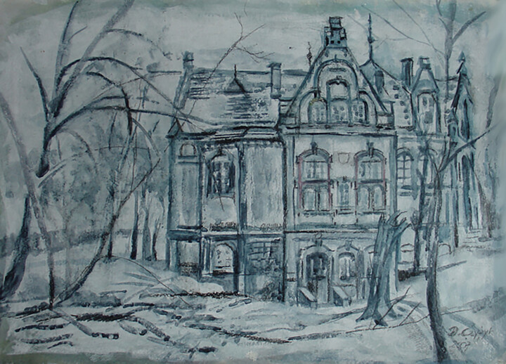 Malarstwo zatytułowany „Wieś Chraplewo” autorstwa Danuta Elzbieta Czyzyk, Oryginalna praca, Akwarela