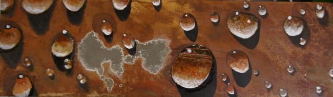 Peinture intitulée "bulles sur tôle" par Daniel Voyé, Œuvre d'art originale