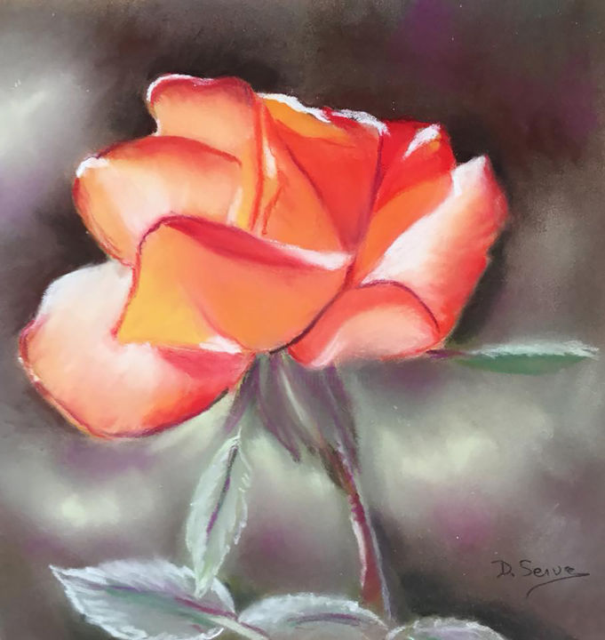 Drawing titled "Quelques fleurs...…" by Dany Serva, Original Artwork, Pastel