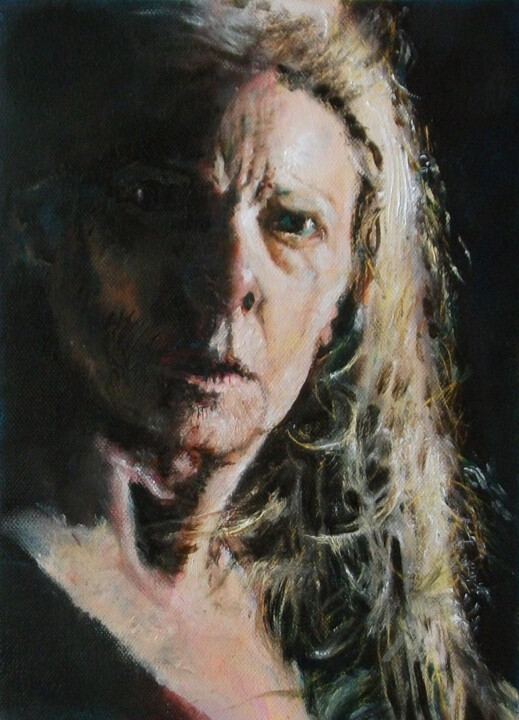 Pittura intitolato "L'aïeule" da Dany Wattier, Opera d'arte originale, Olio