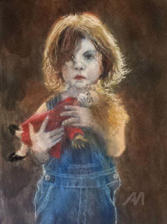 Painting titled "Enfant du confineme…" by Dany Wattier, Original Artwork, Pastel