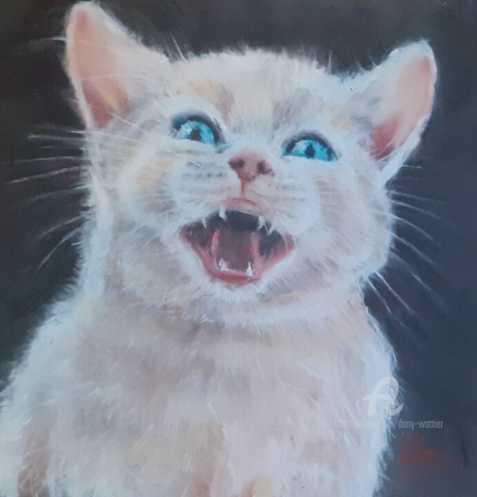 Dessin intitulée "chaton" par Dany Wattier, Œuvre d'art originale, Pastel
