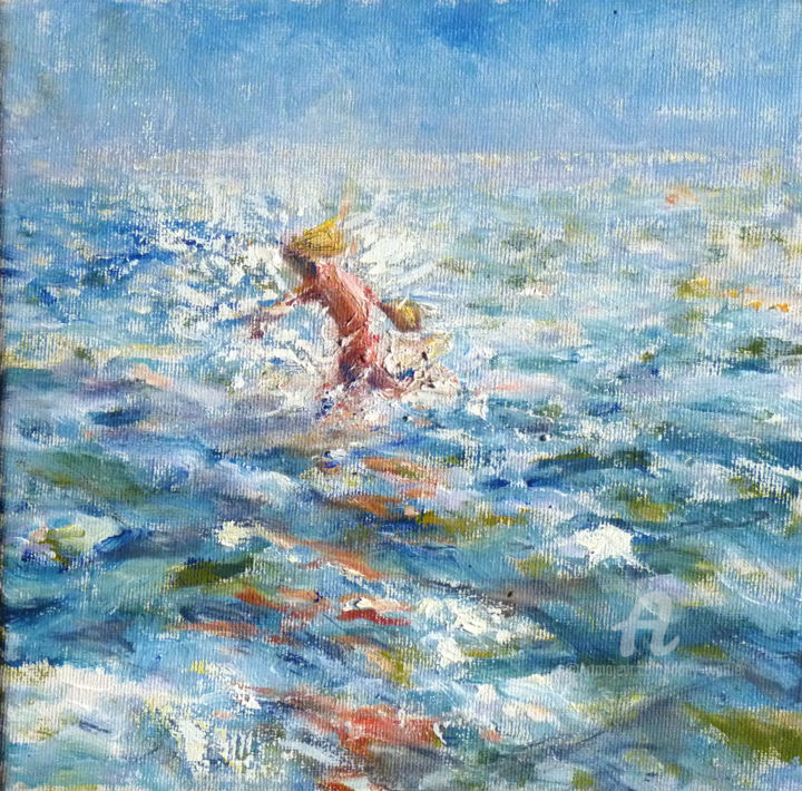 Pintura intitulada "Jeu de vagues" por Dany Wattier, Obras de arte originais