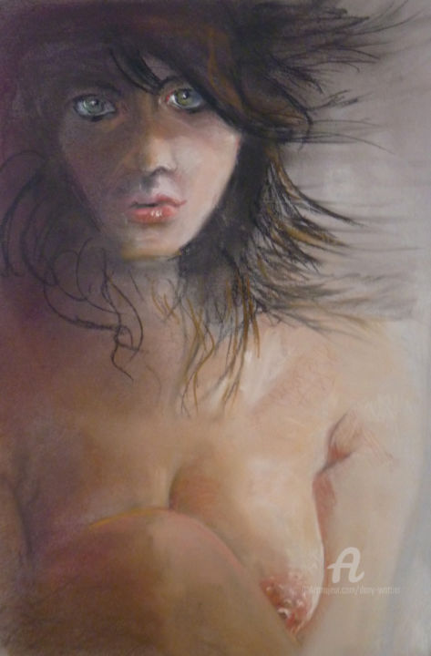 Drawing titled "Je t'ai manqué" by Dany Wattier, Original Artwork, Pastel