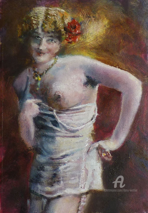 Schilderij getiteld "vintage toi-moi" door Dany Wattier, Origineel Kunstwerk, Olie