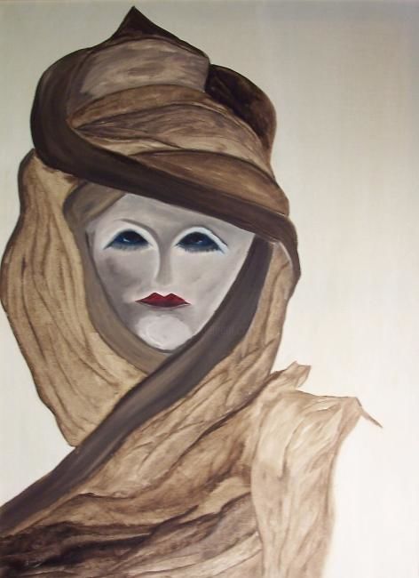 Painting titled "la femme au visage…" by Dany Bouts, Original Artwork