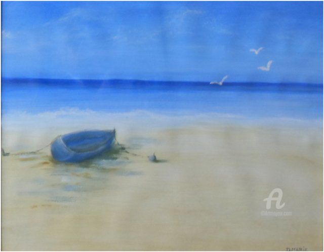 Peinture intitulée "La barque" par Dany Baumberger, Œuvre d'art originale, Huile