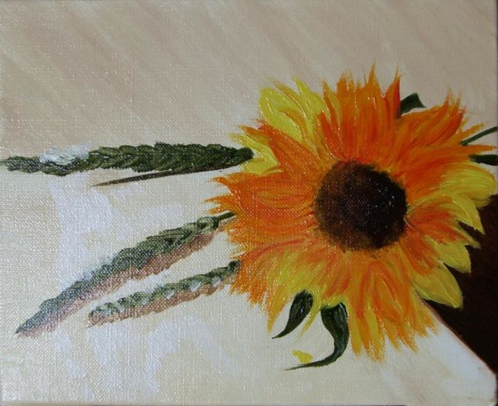 Painting titled "TOURNESOL" by Dany Champeme, Original Artwork, Oil