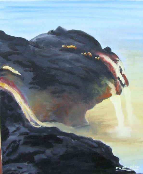 Painting titled "KILAUEA (VOLCAN HAI…" by Dany Champeme, Original Artwork, Oil