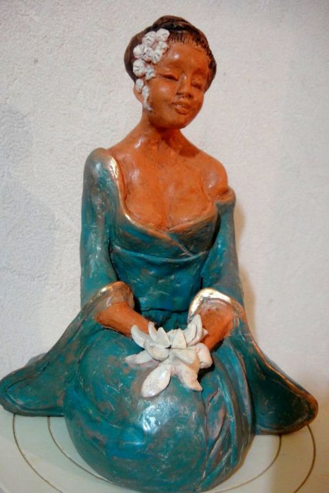 Sculpture titled "Madame Butterfly 1" by Danielle Benotto, Original Artwork, Terra cotta