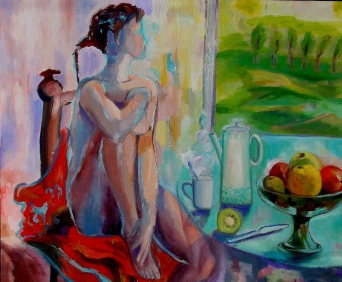 Peinture intitulée "thé du matin" par Daniele Gras, Œuvre d'art originale