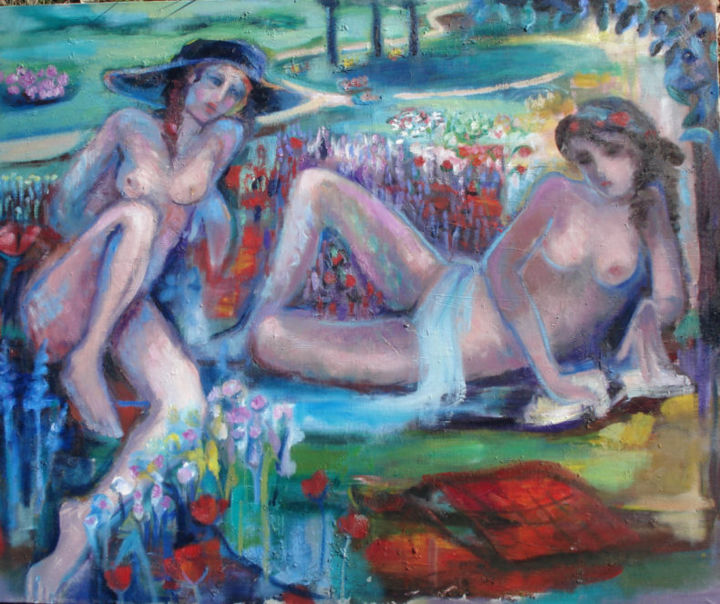 Картина под названием "le printemps" - Daniele Gras, Подлинное произведение искусства, Масло