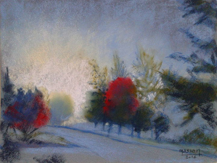 Peinture intitulée "Brouillard" par Dany Masson, Œuvre d'art originale, Pastel