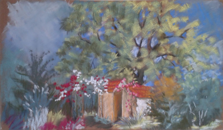 Painting titled "Le noyer" by Dany Masson, Original Artwork, Pastel
