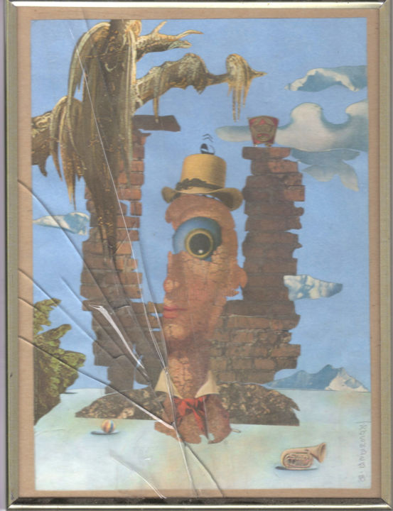 Collages titulada "Composition 0" por Alexander Kobyzev, Obra de arte original, Collages Montado en Vidrio