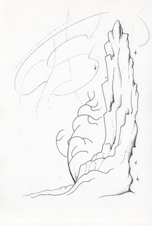 Drawing titled "Composition 5" by Alexander Kobyzev, Original Artwork, Gel pen