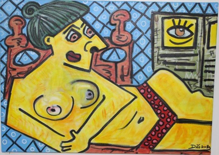 Pintura intitulada "Jenny" por Dão Lobo, Obras de arte originais, Acrílico