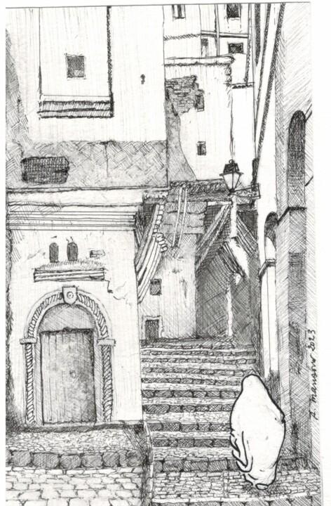 Zeichnungen mit dem Titel "la casbah d'Alger.…" von Daoud Mansour (lumiart), Original-Kunstwerk, Tinte