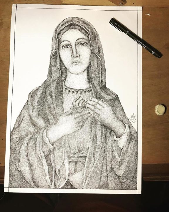 Drawing titled "Holy Mother" by Daph, Original Artwork, Other
