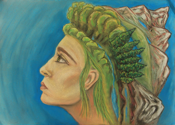 Drawing titled "Our planet is alive" by Alina Danilova, Original Artwork, Pastel
