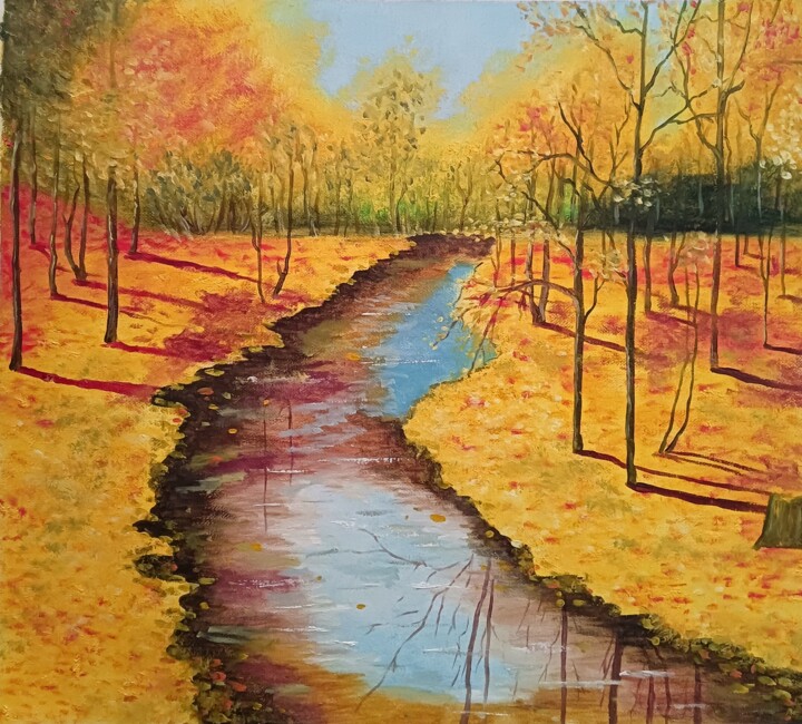 Картина под названием "Золотая осень" - Дарья Бондаренко, Подлинное произведение искусства, Масло