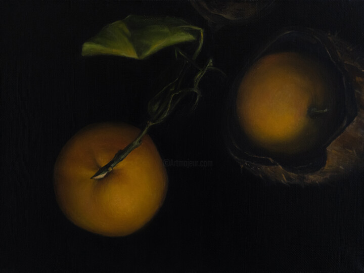 Картина под названием "Натюрморт с жёлтыми…" - Дарья Рысакова, Подлинное произведение искусства, Масло