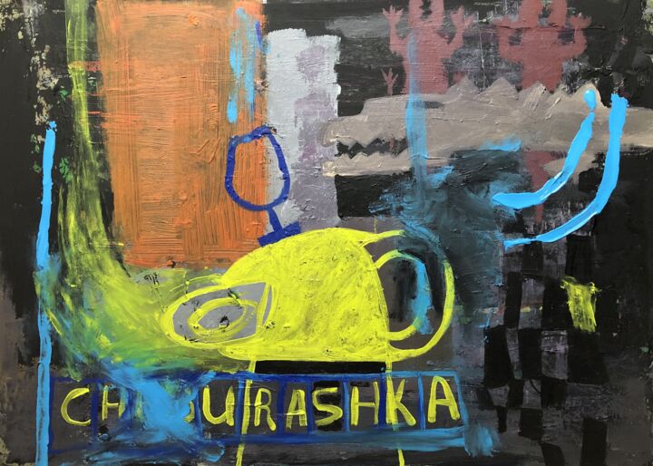 Painting titled "Cheburashka" by Daria Slavinskaia, Original Artwork, Acrylic