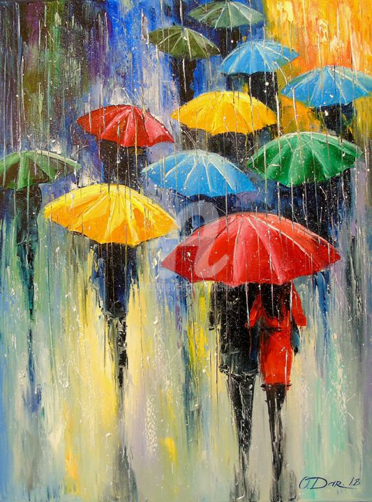 Pintura titulada "Rain" por Olha, Obra de arte original, Oleo