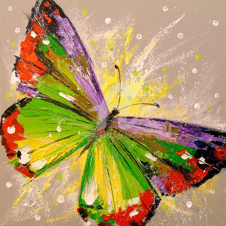 「Butterfly.」というタイトルの絵画 Olhaによって, オリジナルのアートワーク, オイル