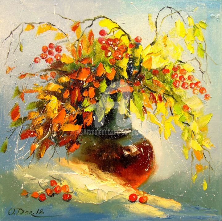 Pintura titulada "Autumn bouquet" por Olha, Obra de arte original, Oleo
