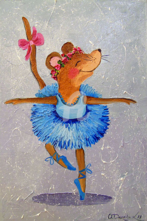 Painting titled "Mouse in the dance" by Olha, Original Artwork, Oil
